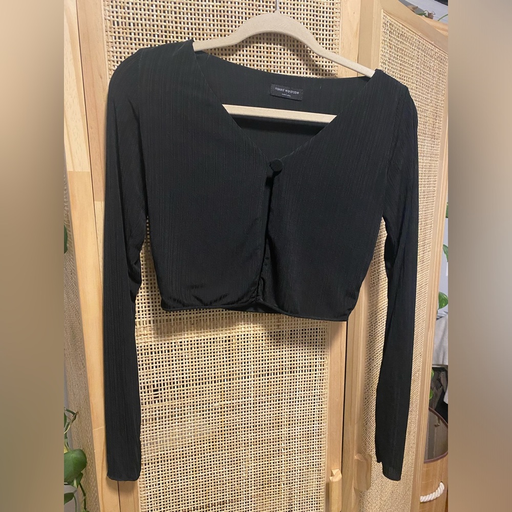 Naked wardrobe push my button cropped cardigan